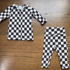 Lou Lou & Company Checkered Footie in Black and White